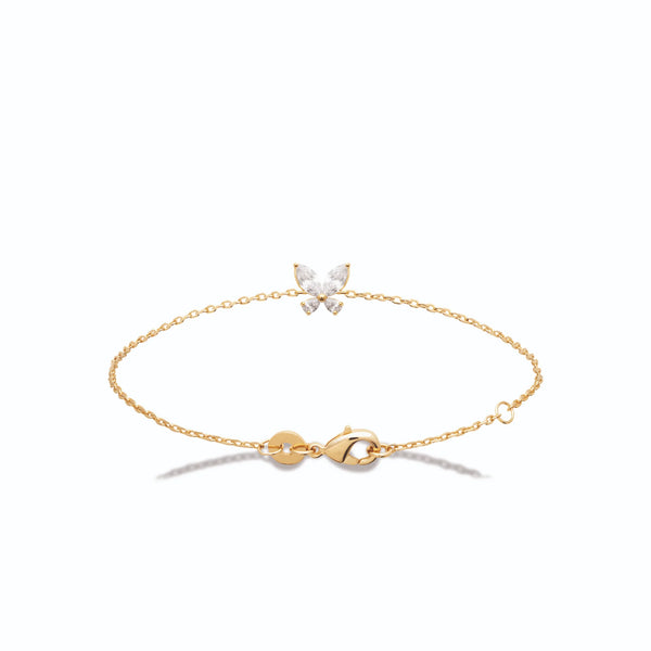 Bracelet chaîne papillon zircons en plaqué or