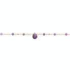 Bracelet chaîne perlée d’améthyste et goutte d’améthyste en plaqué or
