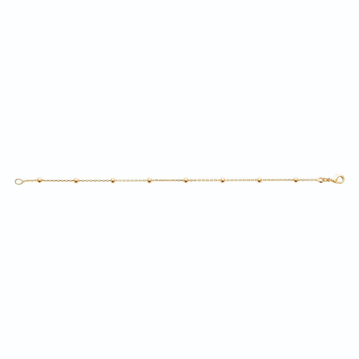 Bracelet chaîne perlée satellite en plaqué or, vue de profil