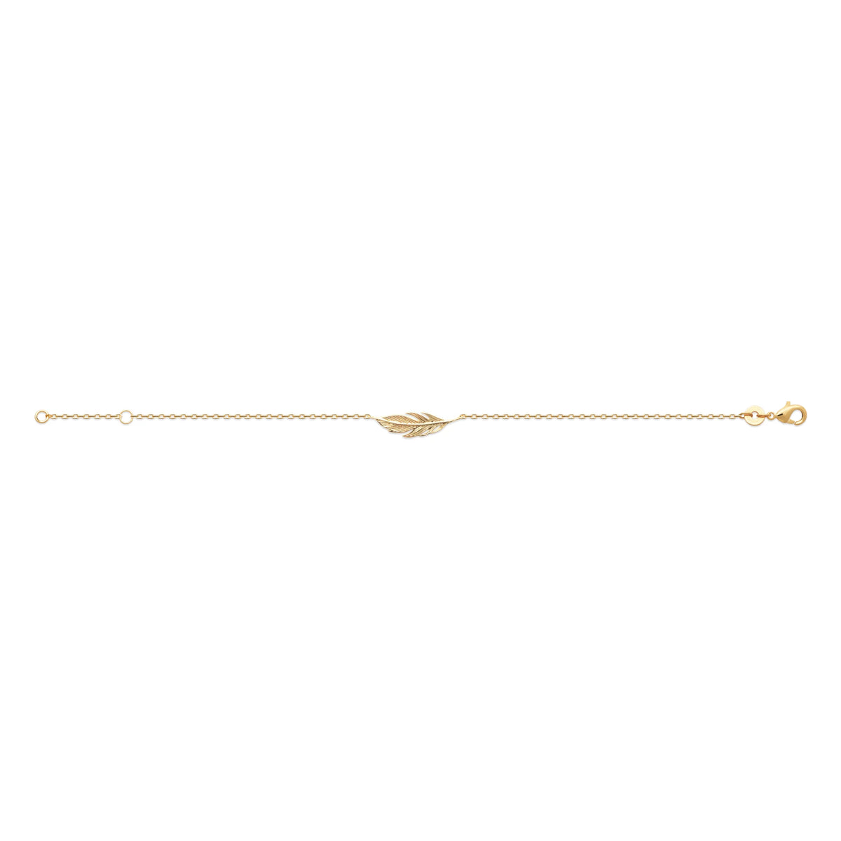 Bracelet chaîne plume en plaqué or