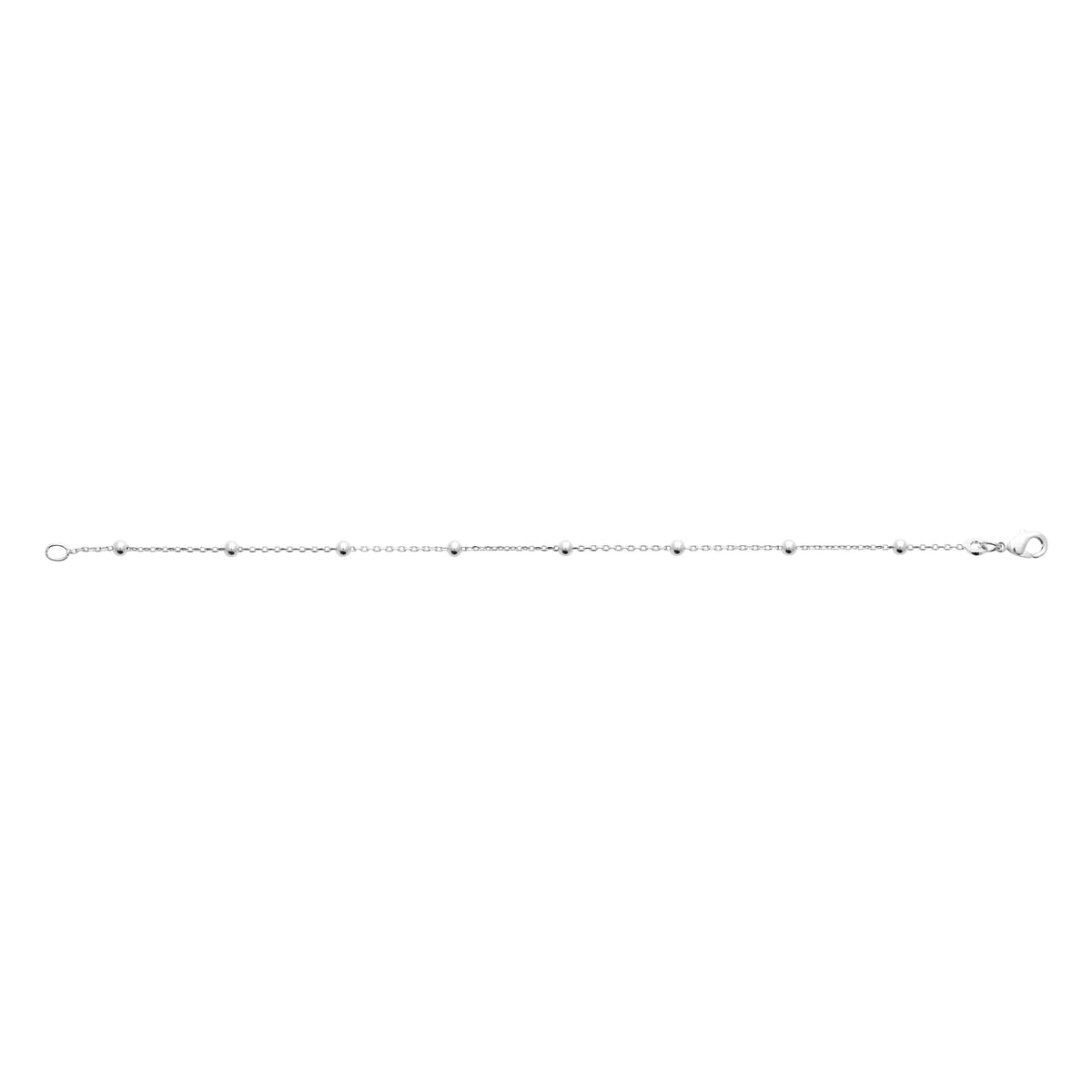 Bracelet chaîne satellite à billes en argent 925 rhodié, autre angle de vue