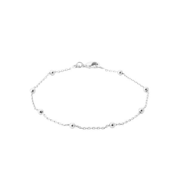 Bracelet chaîne satellite à billes en argent 925 rhodié