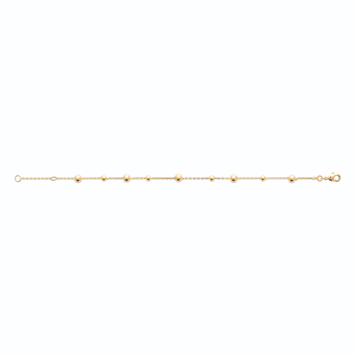 Bracelet chaîne satellite à billes de deux tailles en plaqué or