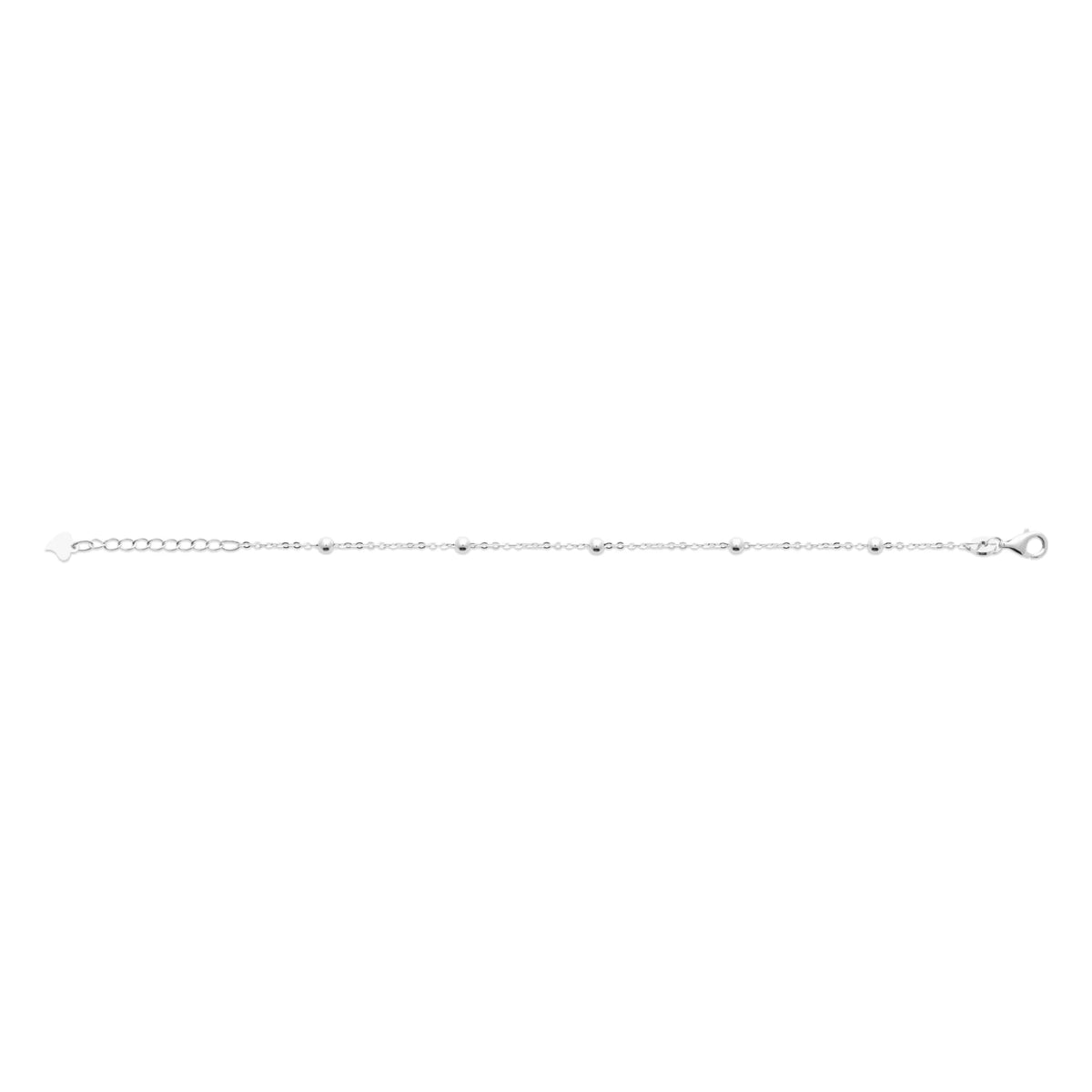 Bracelet chaîne satellite à billes lisses en argent 925 rhodié