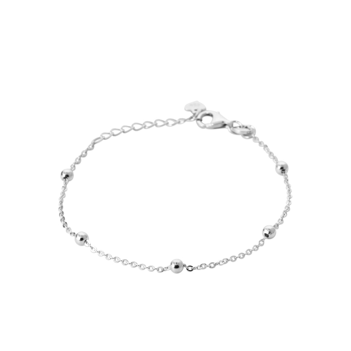 Bracelet chaîne satellite à billes lisses en argent 925 rhodié
