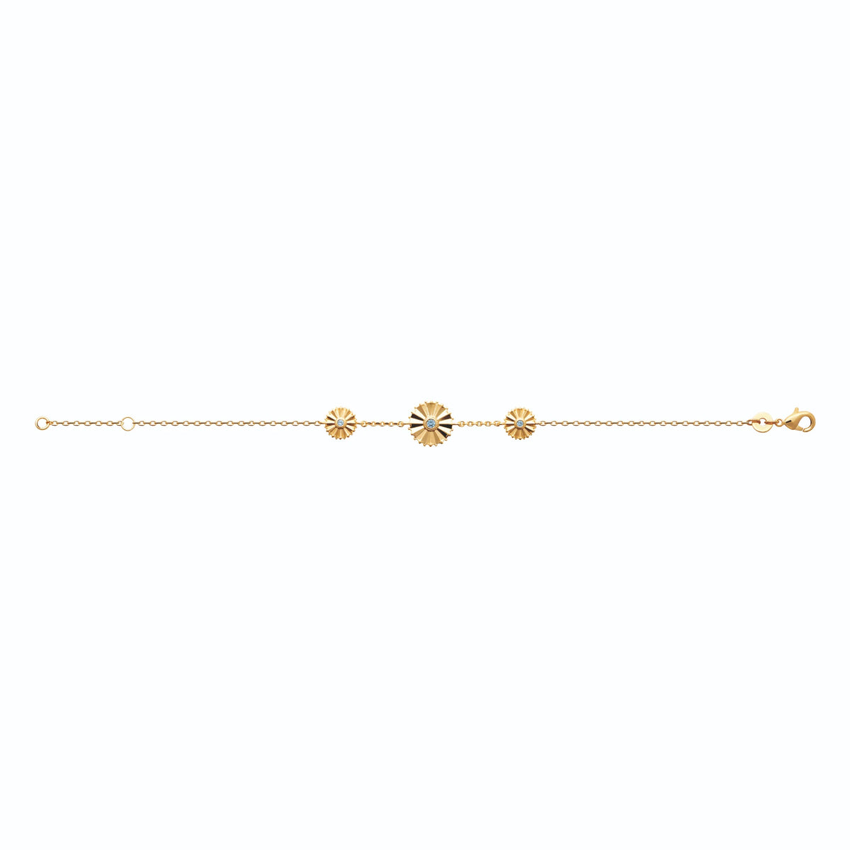Bracelet chaîne trois marguerites en plaqué or