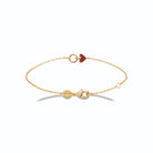 Bracelet cœur rouge enfant en plaqué or, 18 cm