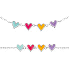 Bracelet cœurs multicolores enfant en argent 925 rhodié, 16 cm