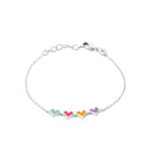 Bracelet cœurs multicolores enfant en argent 925 rhodié, 16 cm