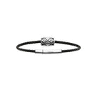 Bracelet cordon tressé noir et perle acier gravée homme