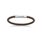 Bracelet cuir tressé marron et fermoir acier homme vu de profil