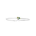 Bracelet demi-jonc grappe de pierres vertes en argent 925 rhodié