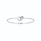 Bracelet deux anneaux plats entrelacés en argent 925 rhodié