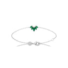 Bracelet éventail de navettes vertes en argent 925