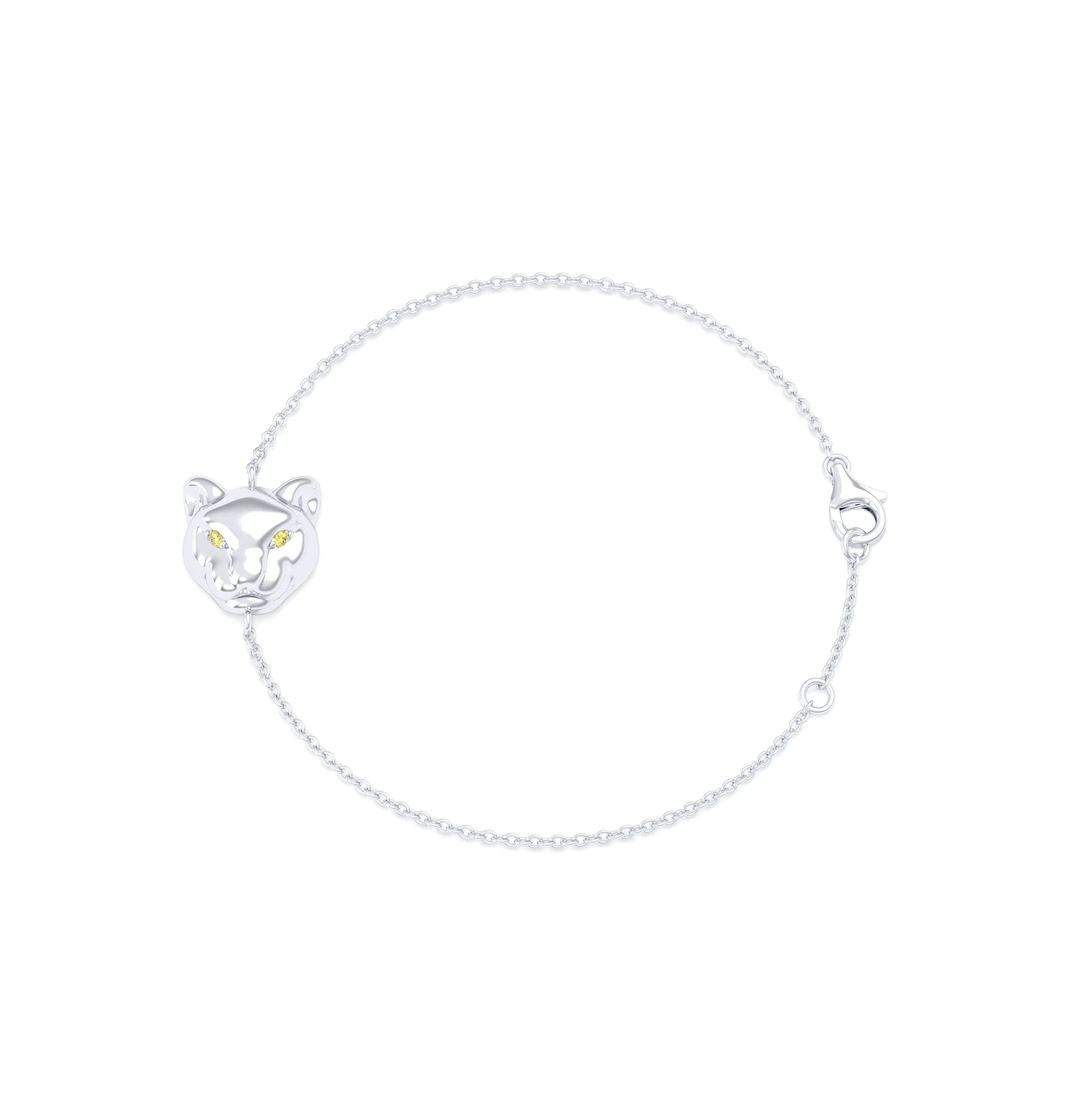 Bracelet Féline en or blanc 18 carats et pierres précieuses