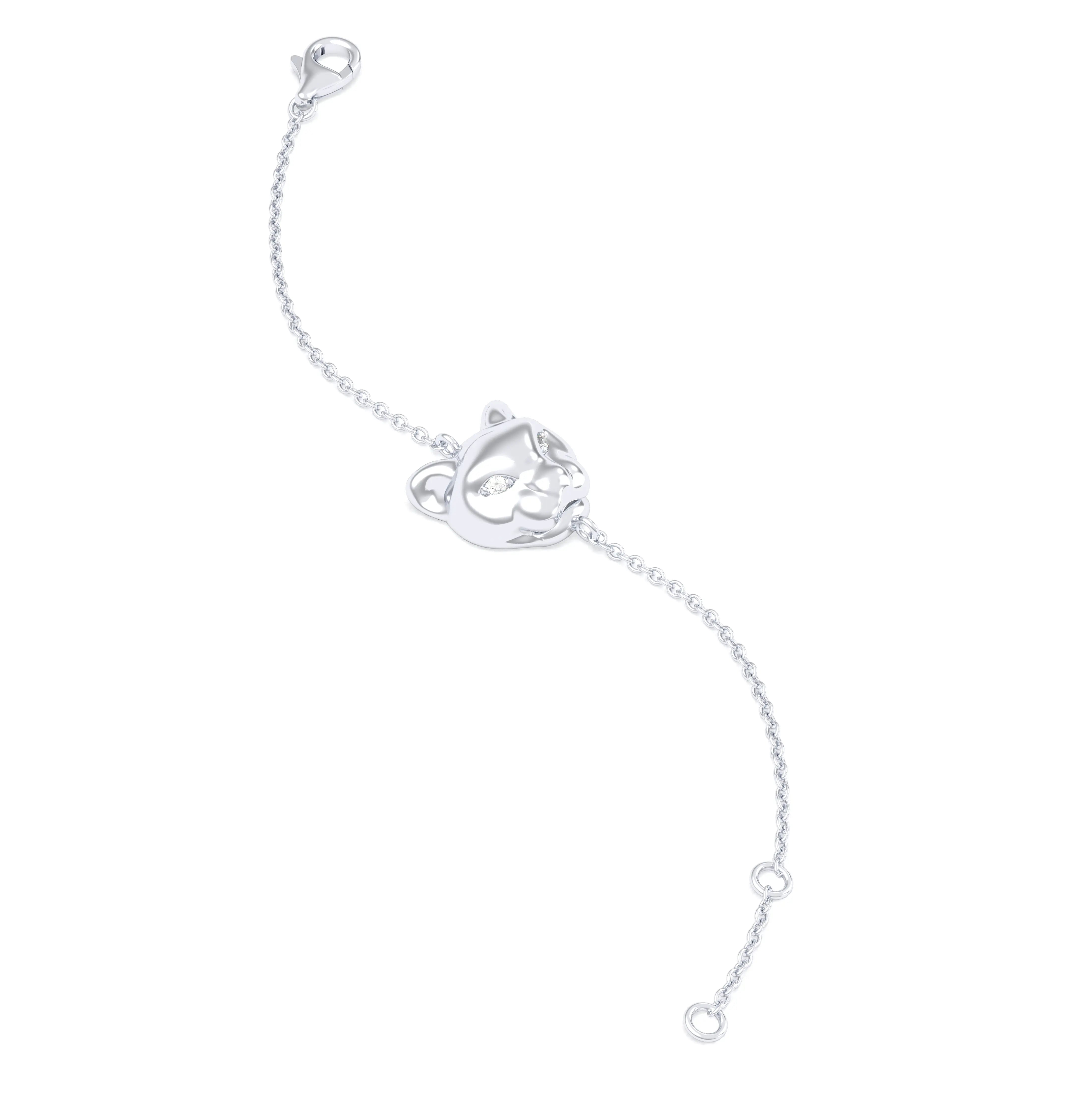 Bracelet Féline en or blanc 18 carats et pierres précieuses