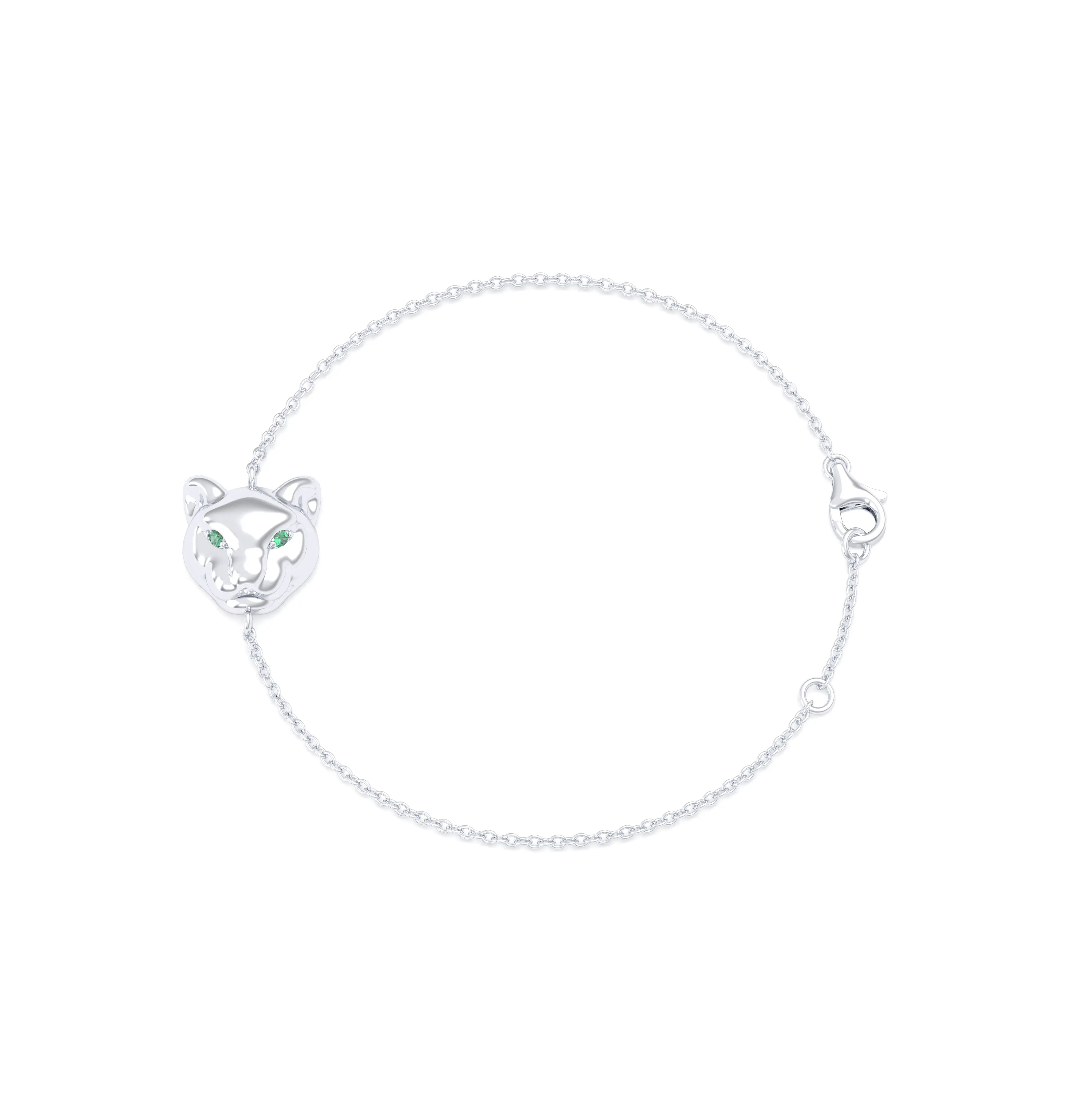Bracelet Féline en or blanc 18 carats et pierres précieuses