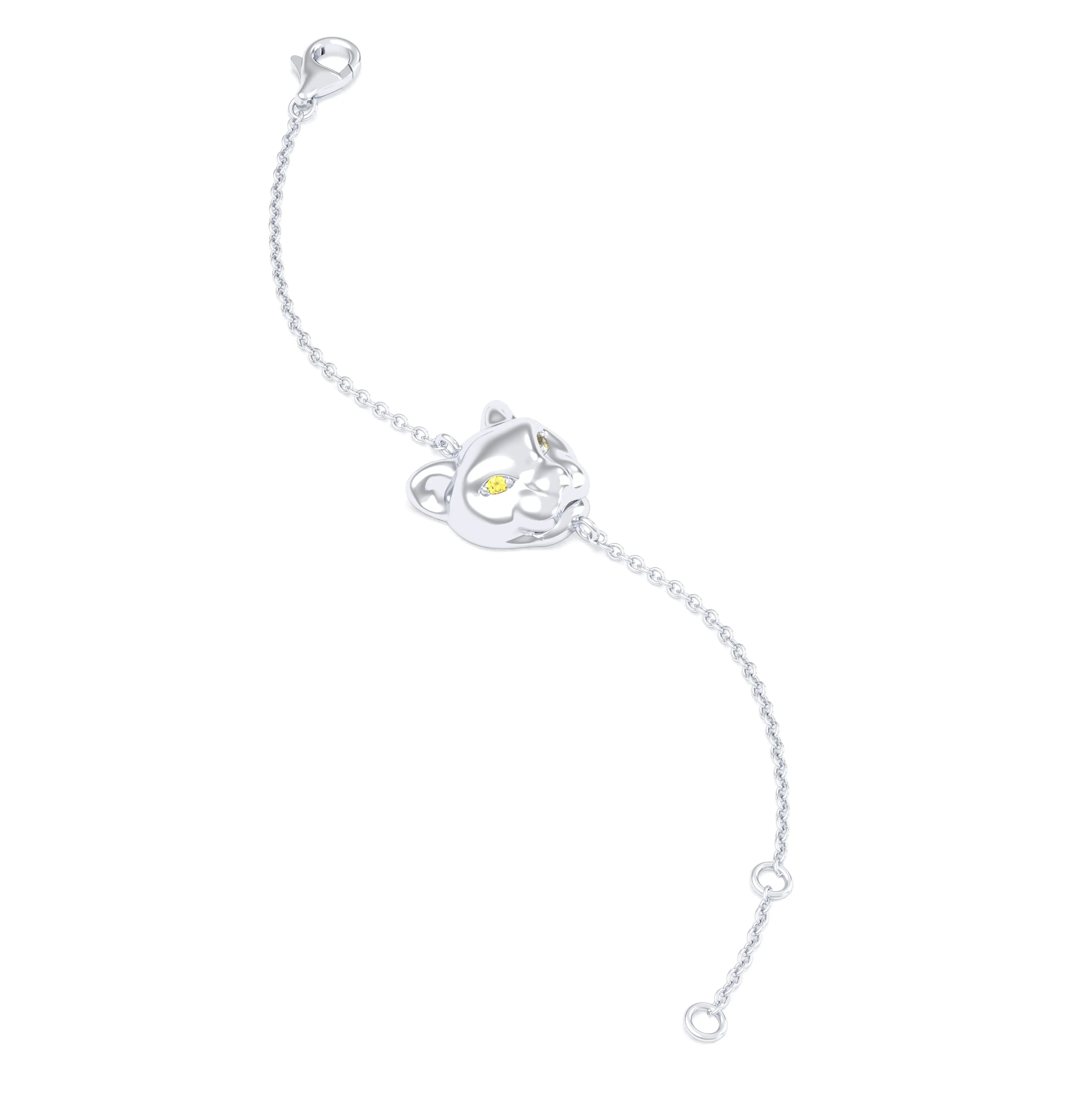 Bracelet Féline en or blanc 18 carats et pierres précieuses