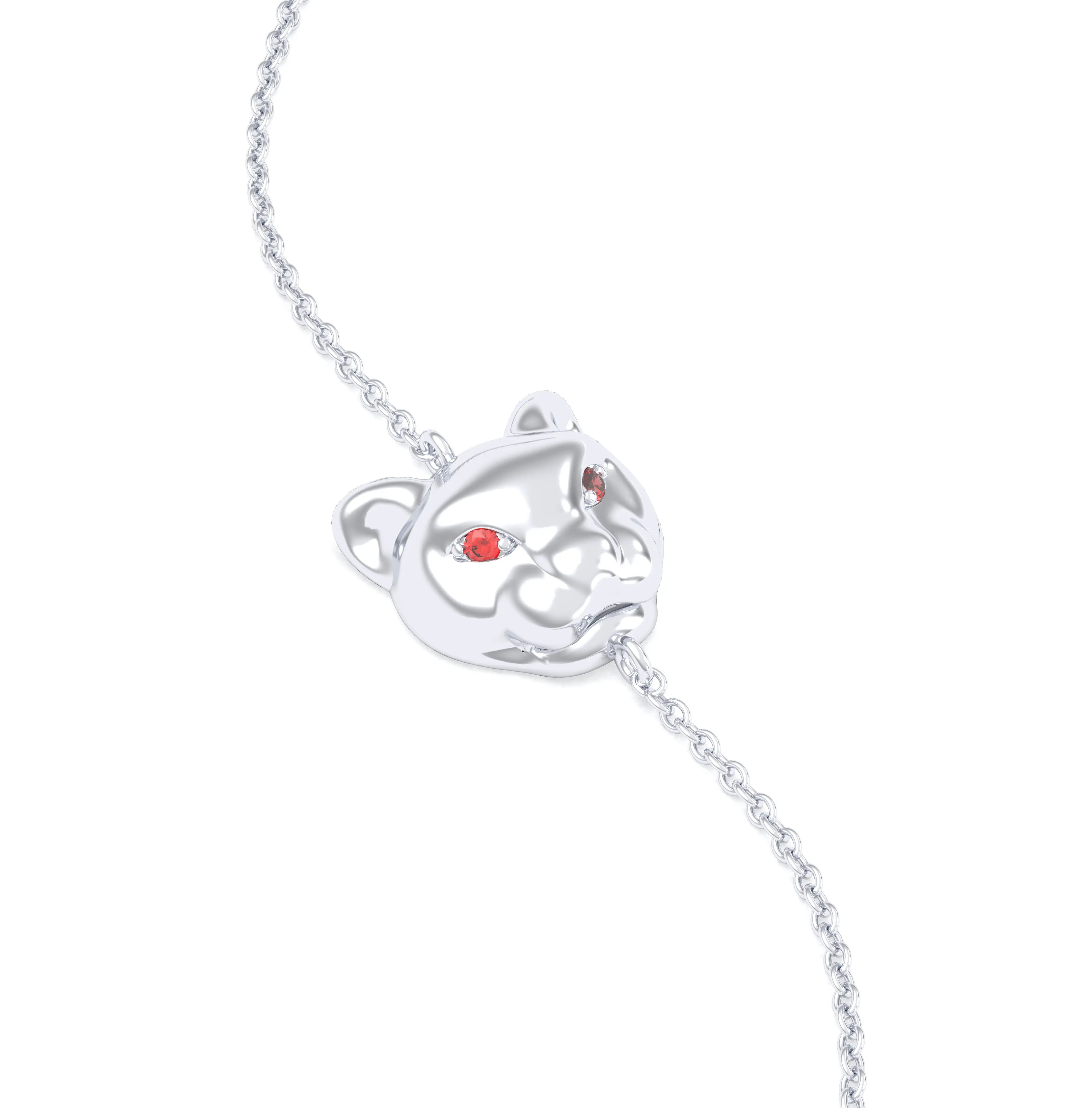 Bracelet Féline en or blanc 18 carats et pierres précieuses