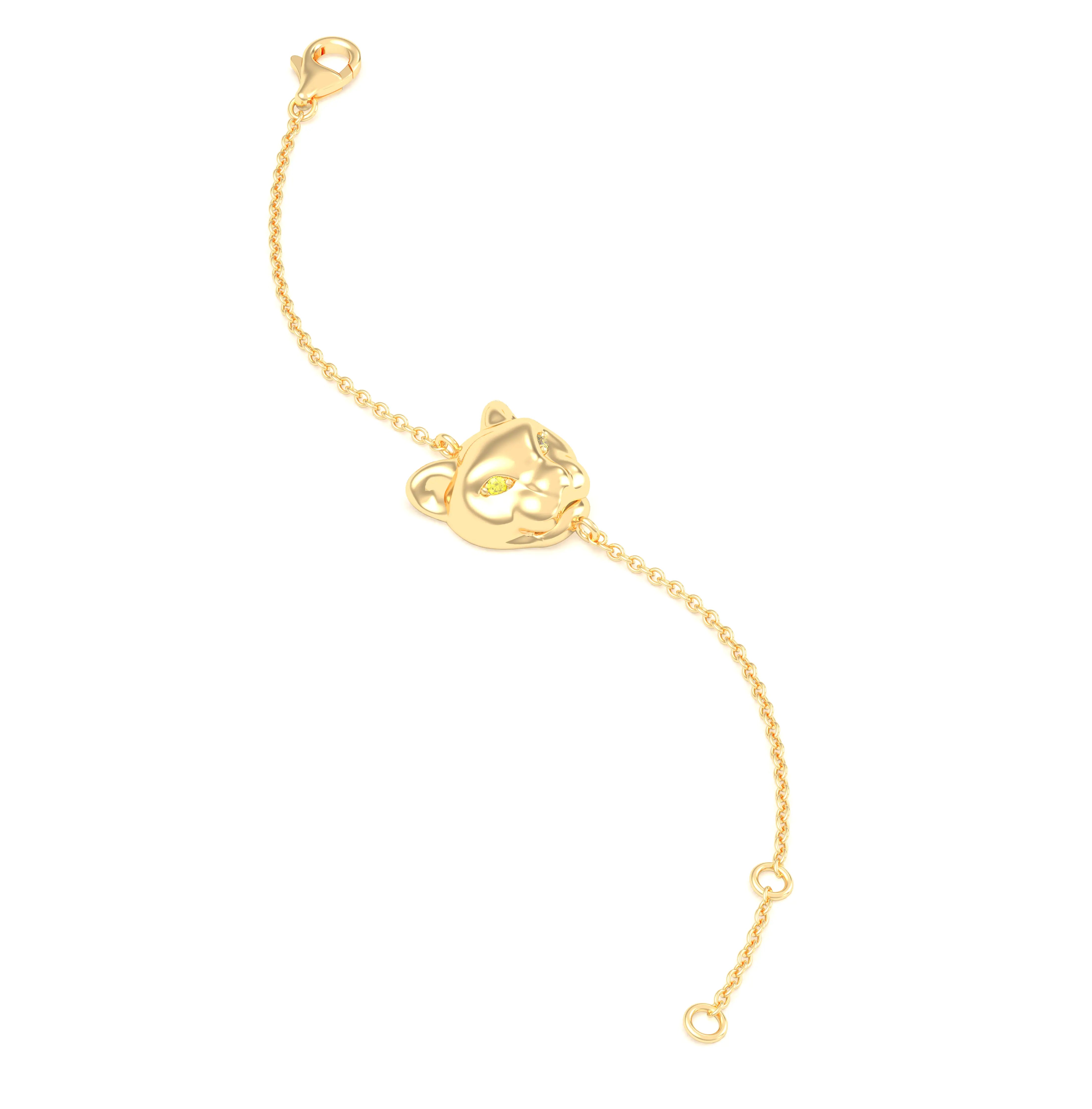 Bracelet Féline en or jaune 18 carats et pierres précieuses