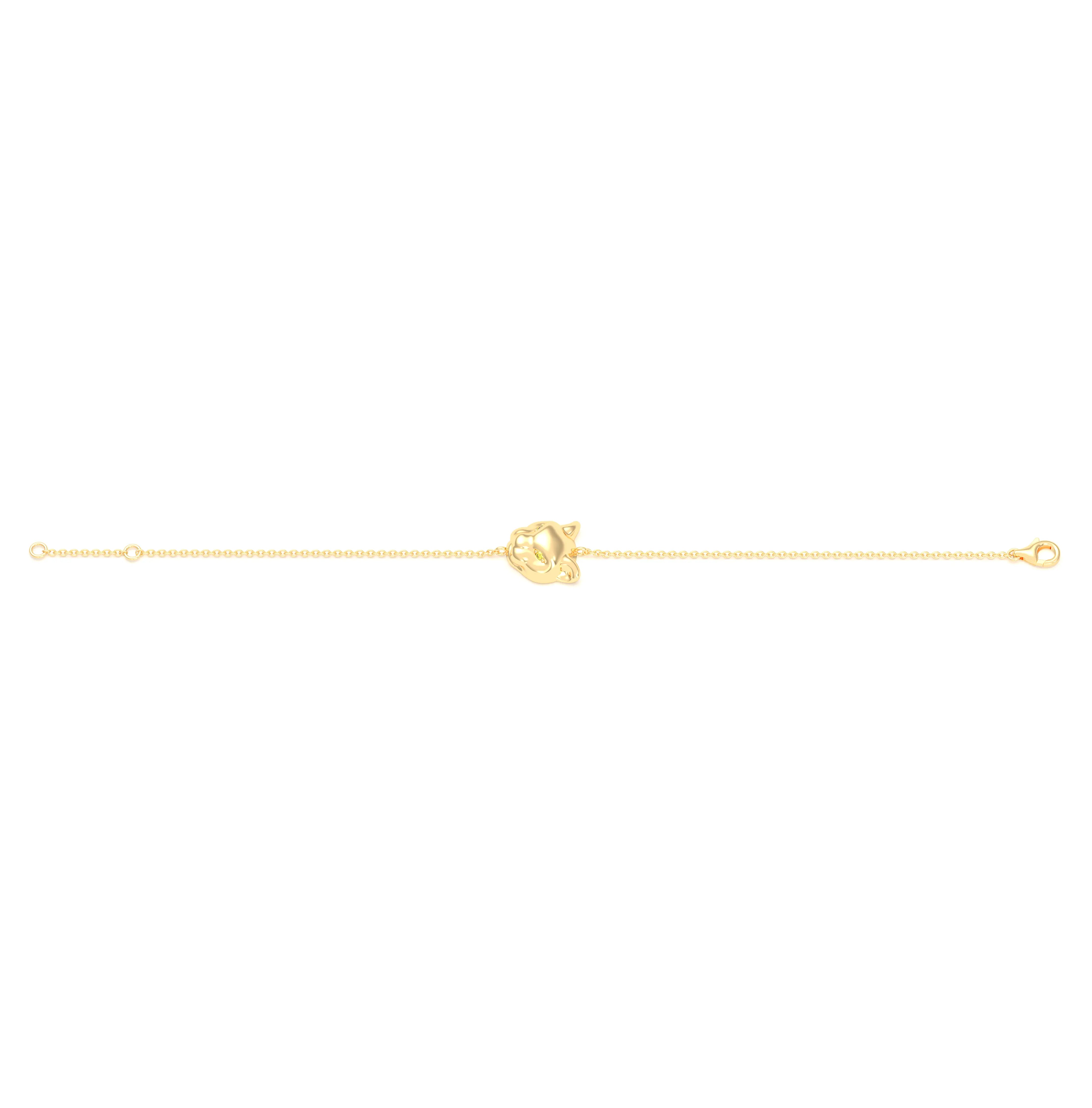 Bracelet Féline en or jaune 18 carats et pierres précieuses