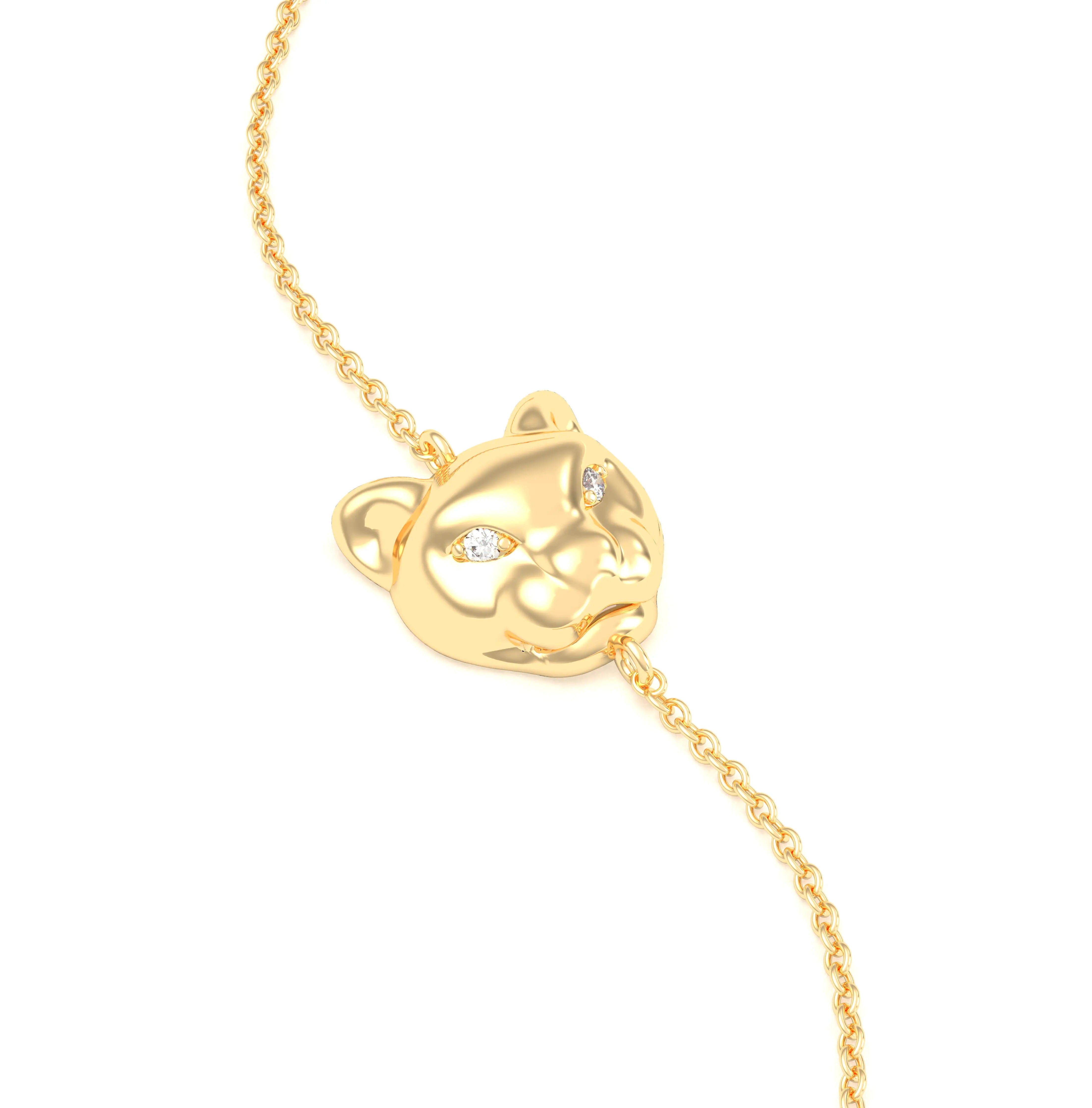 Bracelet Féline en or jaune 18 carats et pierres précieuses Diamant