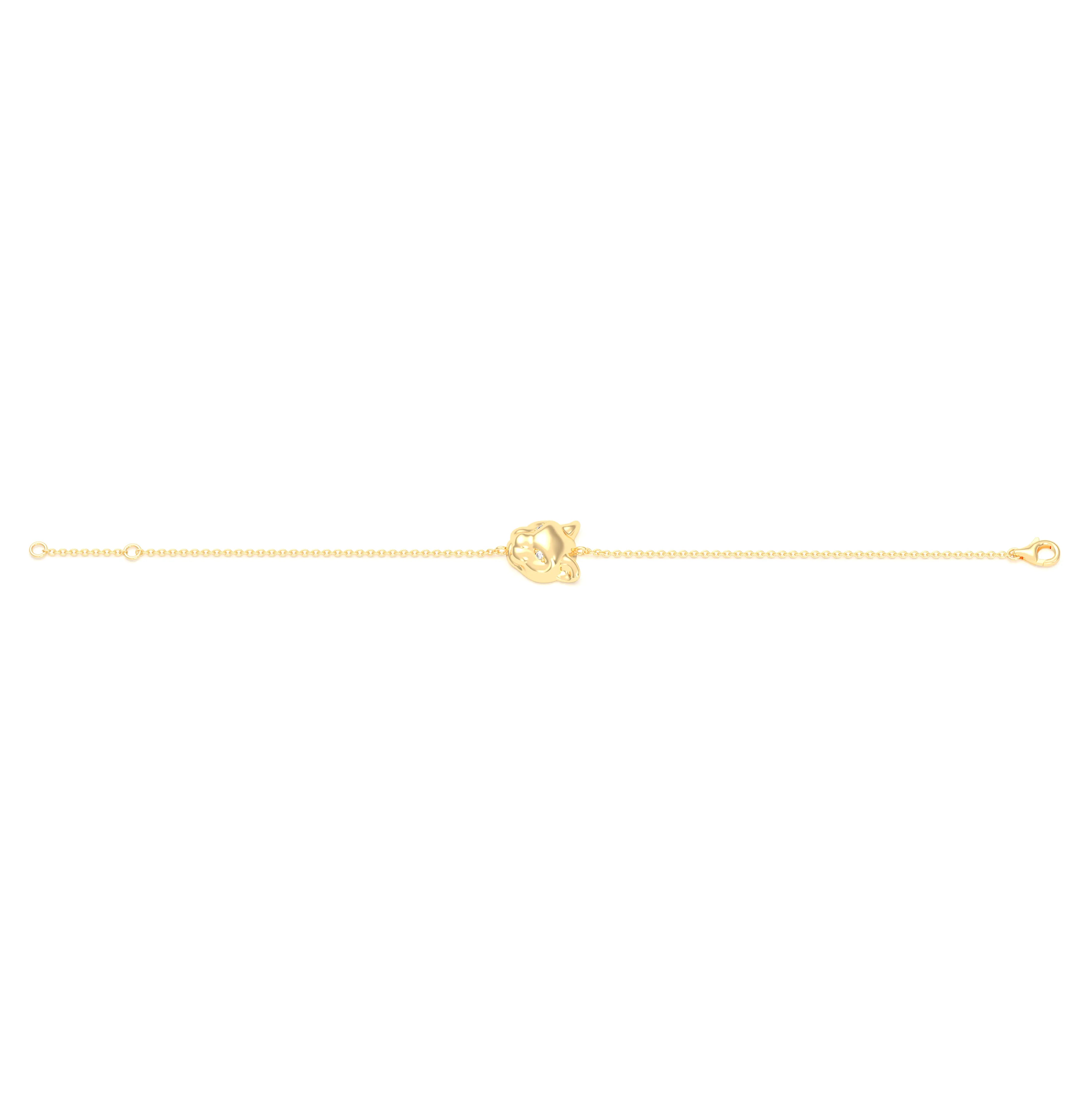Bracelet Féline en or jaune 18 carats et pierres précieuses