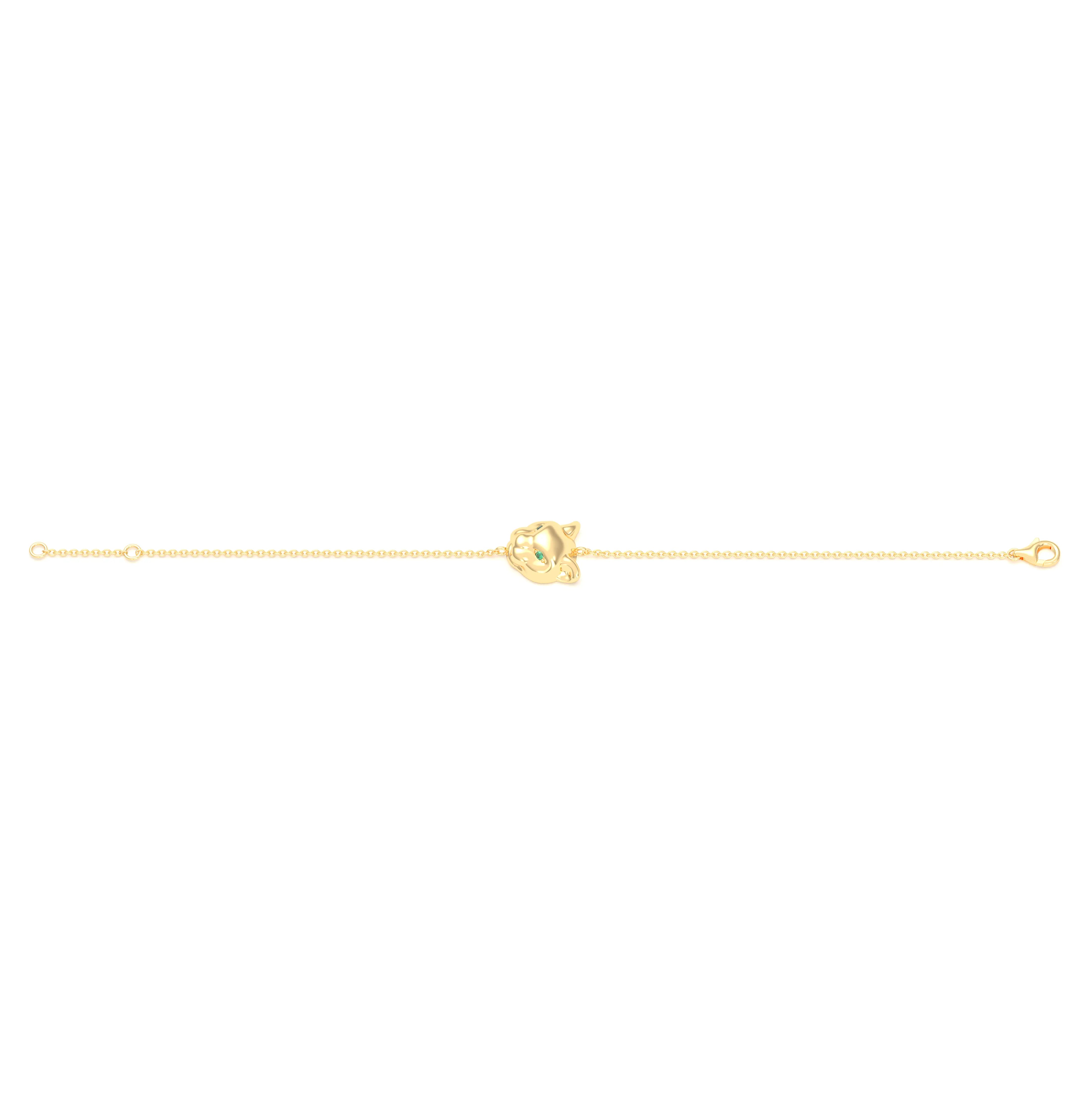 Bracelet Féline en or jaune 18 carats et pierres précieuses