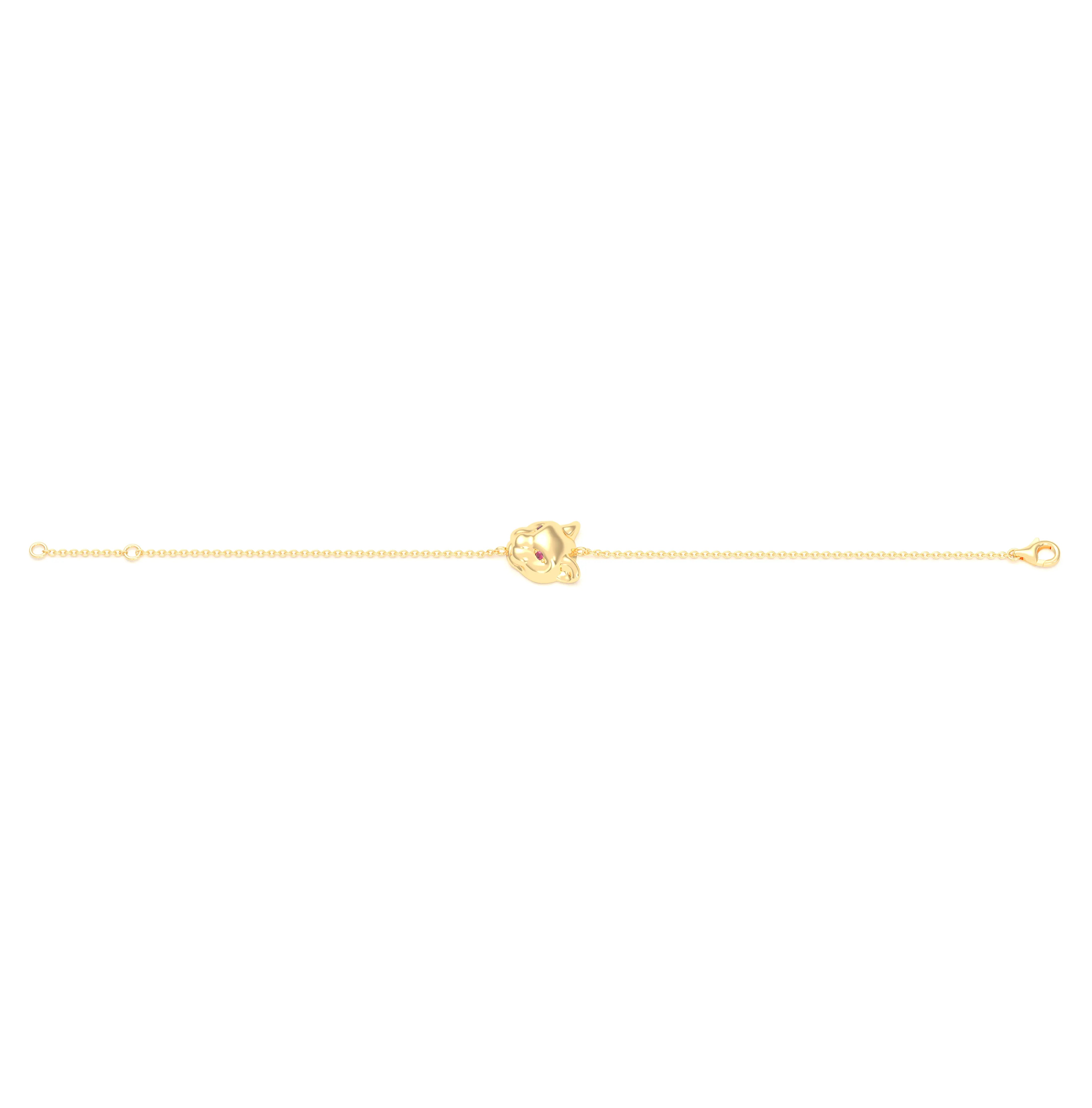 Bracelet Féline en or jaune 18 carats et pierres précieuses