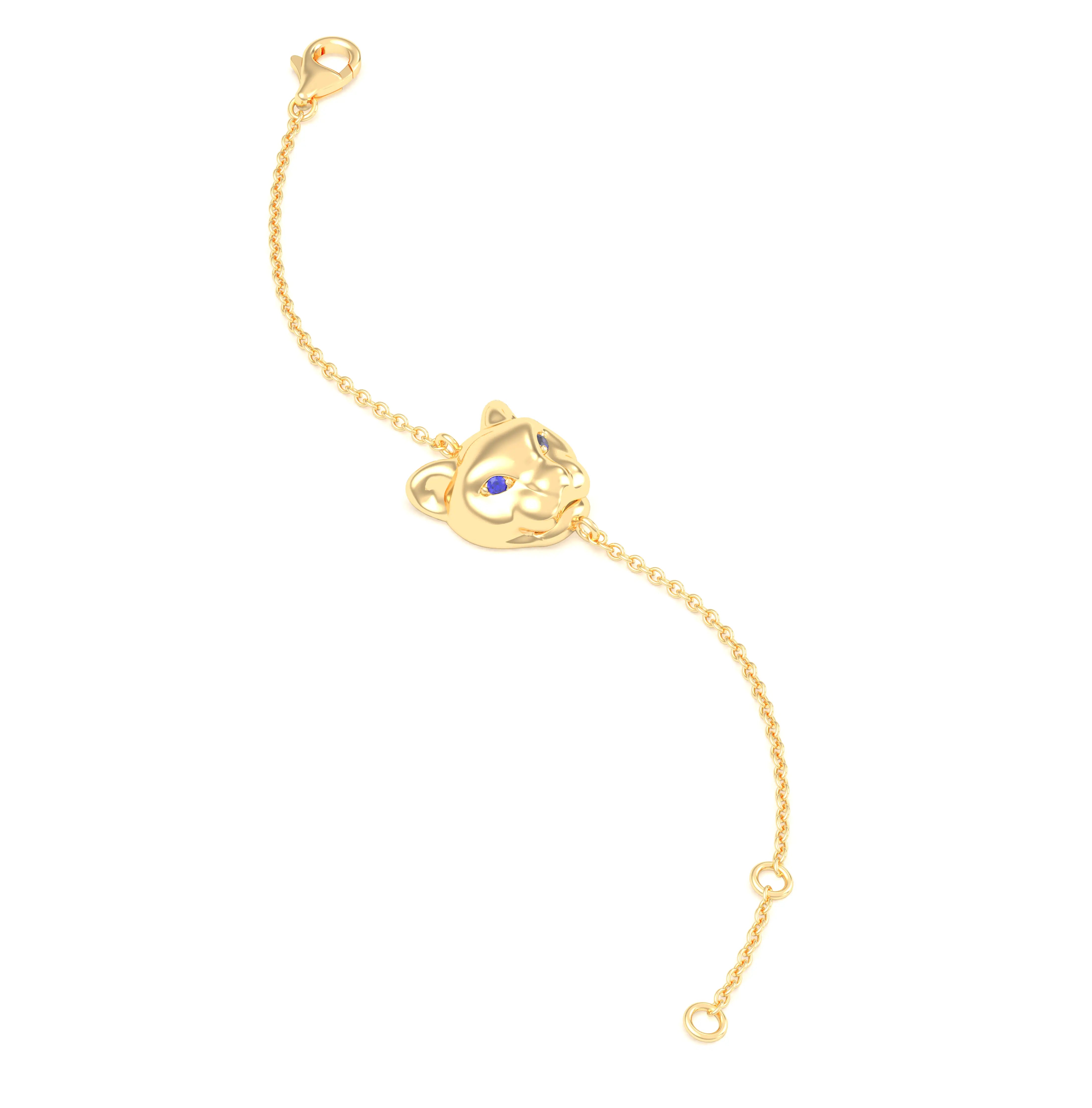Bracelet Féline en or jaune 18 carats et pierres précieuses