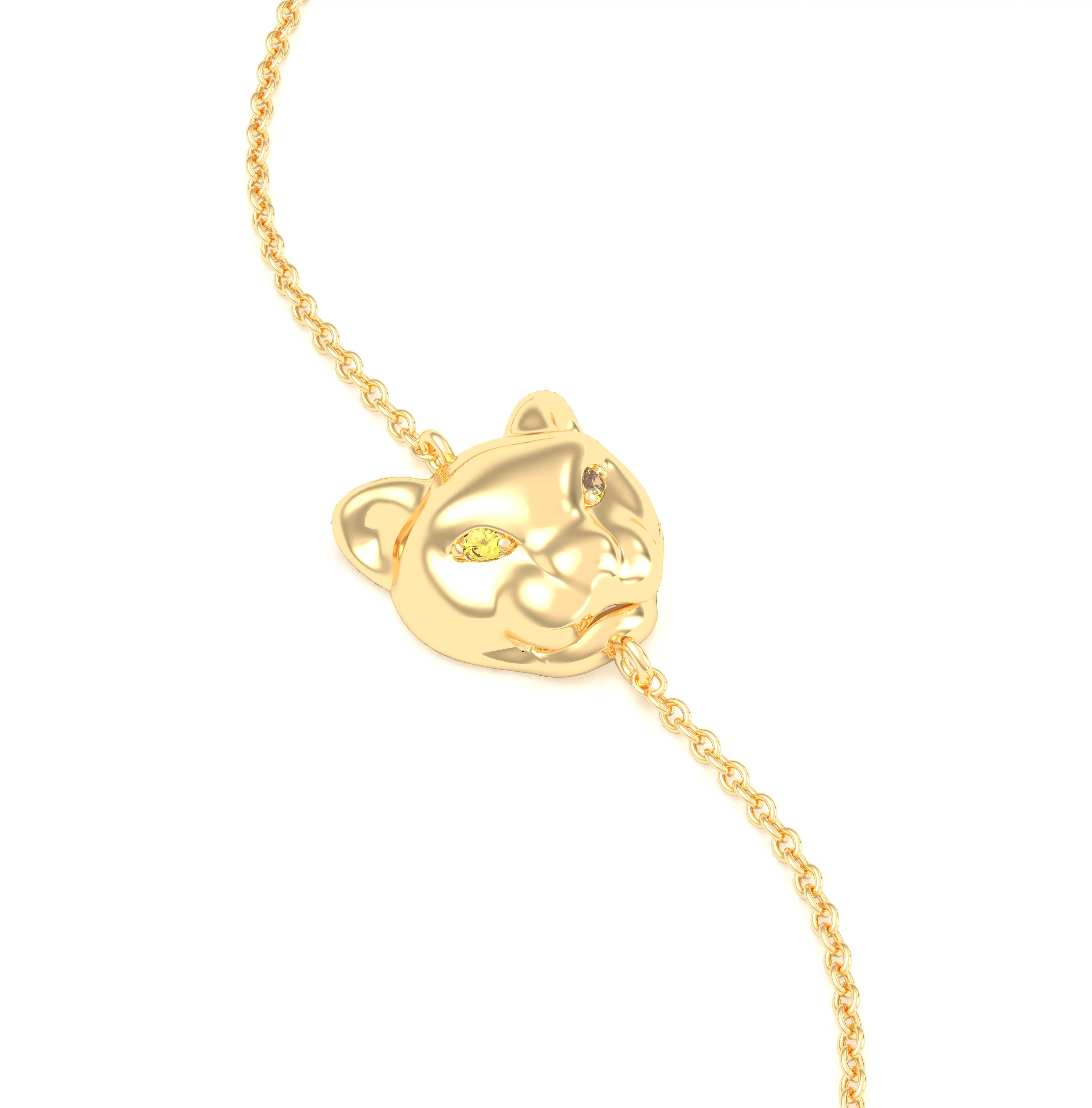 Bracelet Féline en or jaune 18 carats et pierres précieuses Saphir jaune