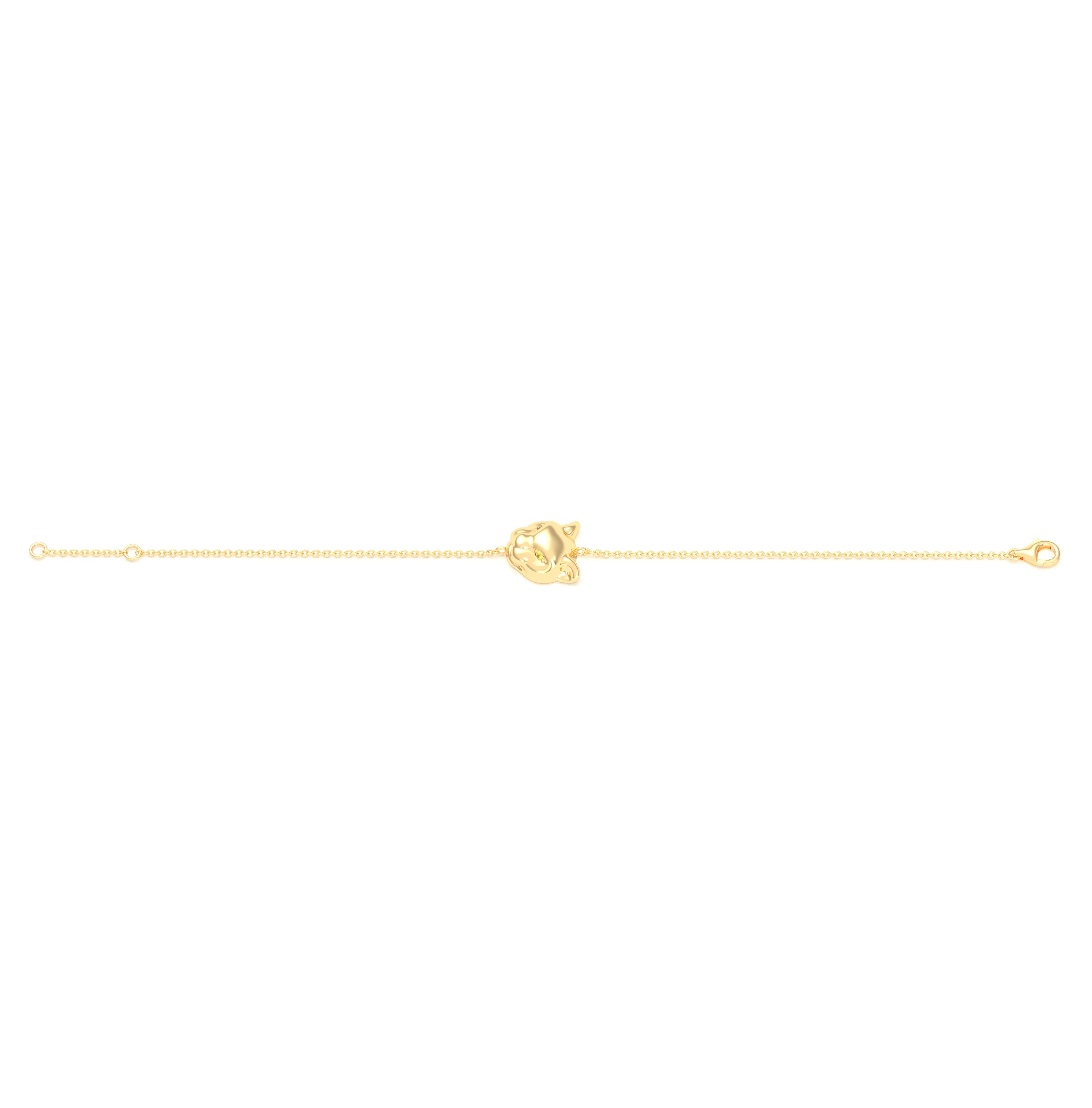 Bracelet Féline en or jaune 18 carats et pierres précieuses