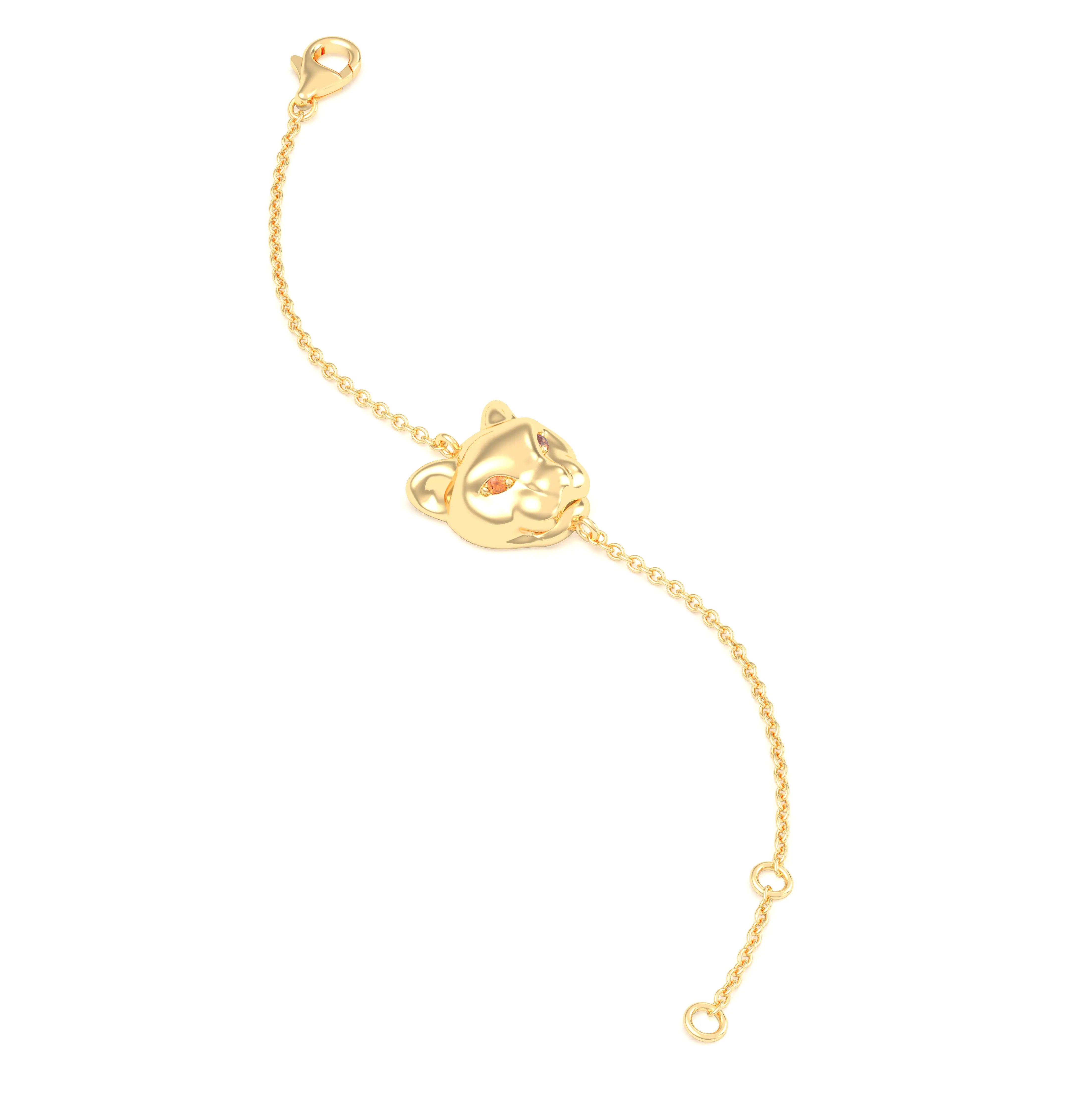 Bracelet Féline en or jaune 18 carats et pierres précieuses