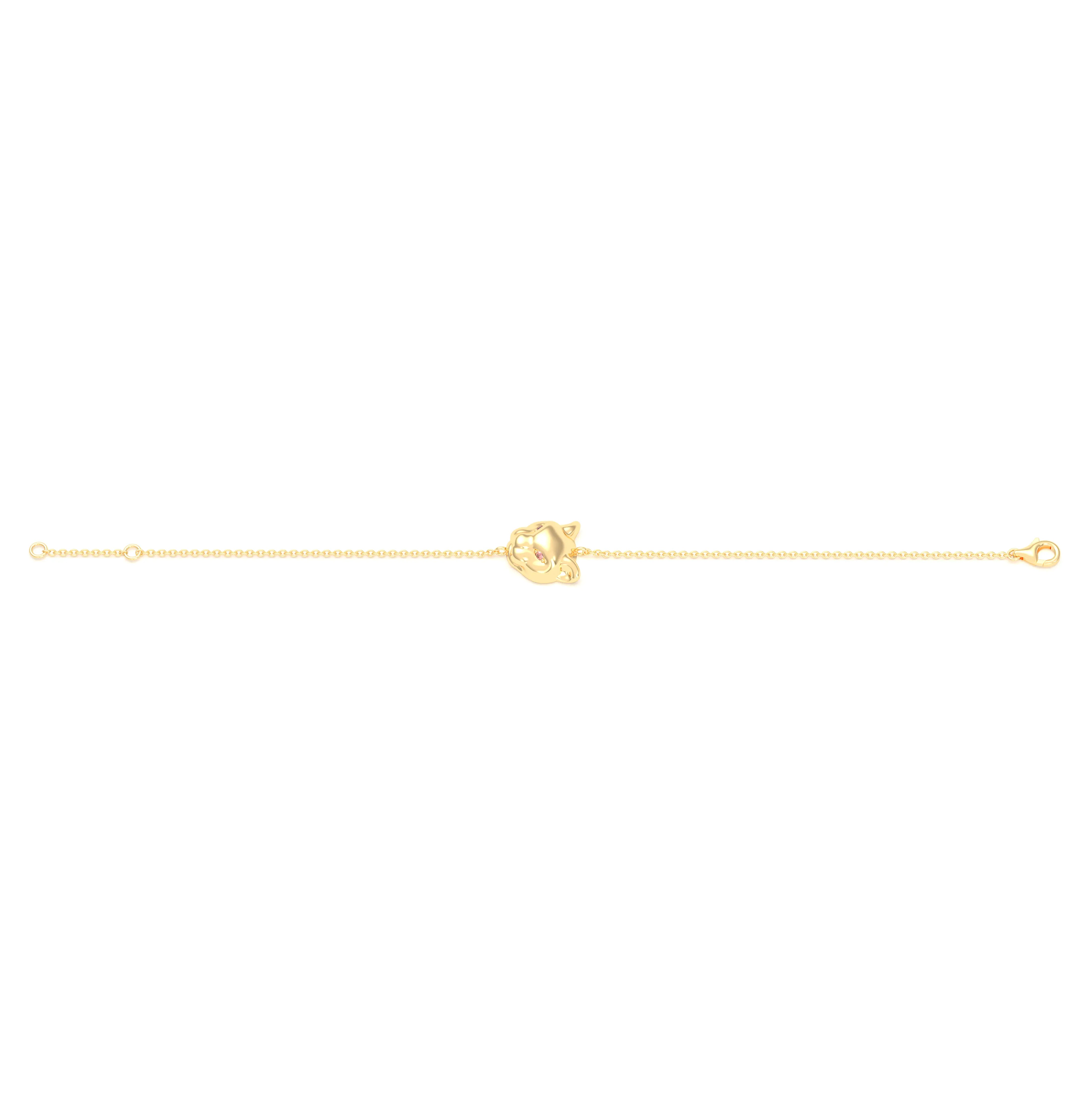 Bracelet Féline en or jaune 18 carats et pierres précieuses