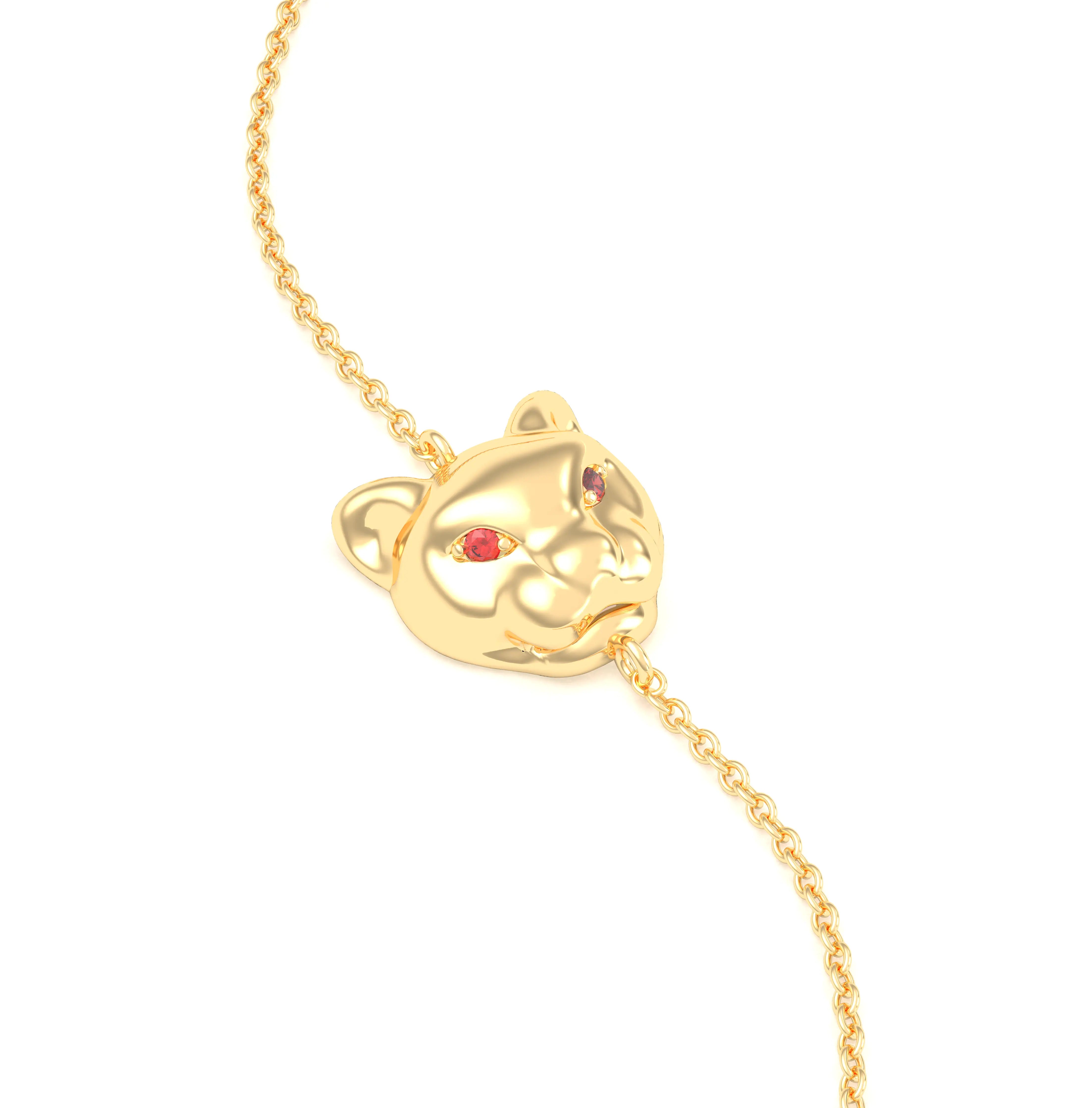 Bracelet Féline en or jaune 18 carats et pierres précieuses
