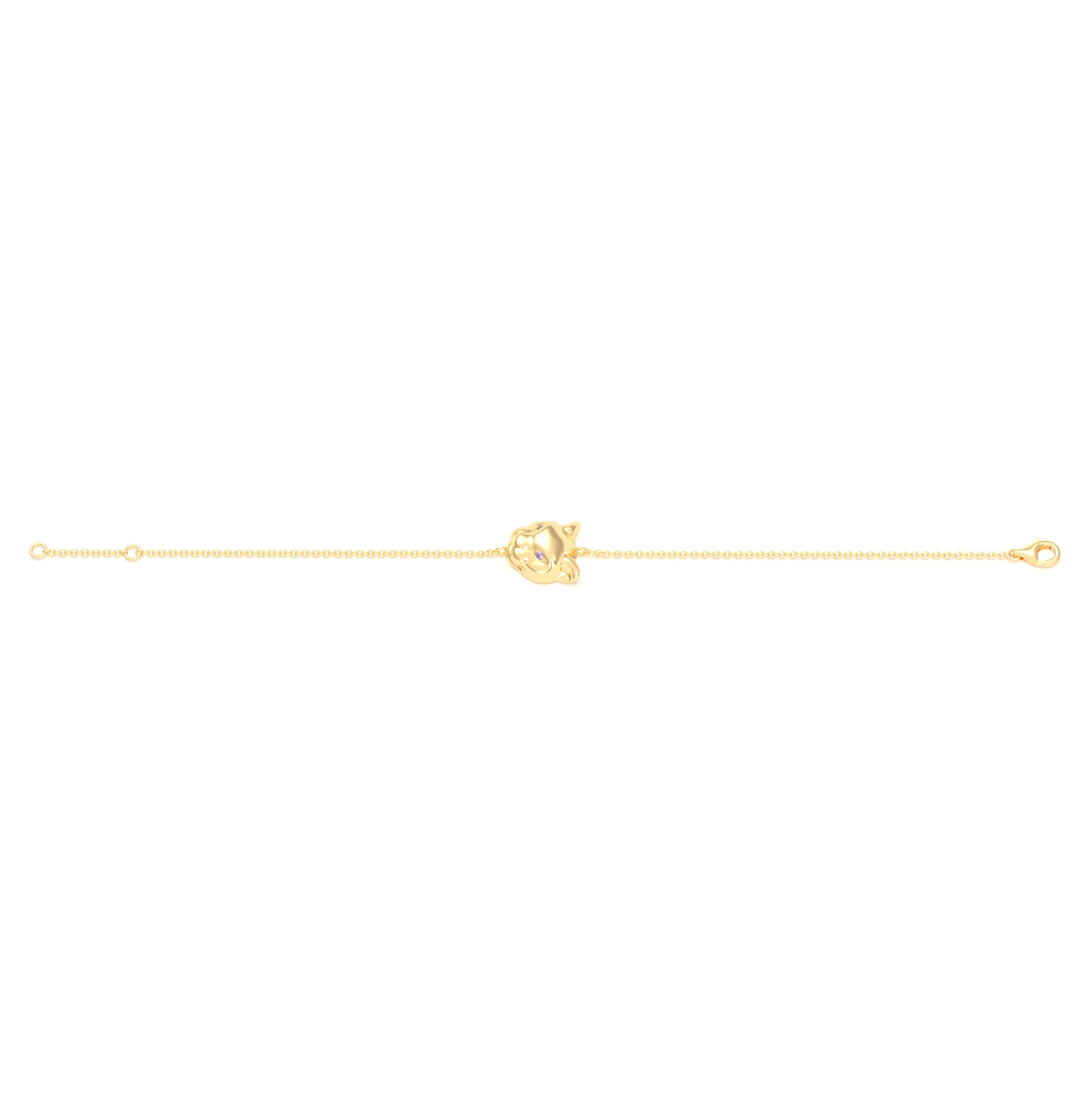 Bracelet Féline en or jaune 18 carats et pierres précieuses