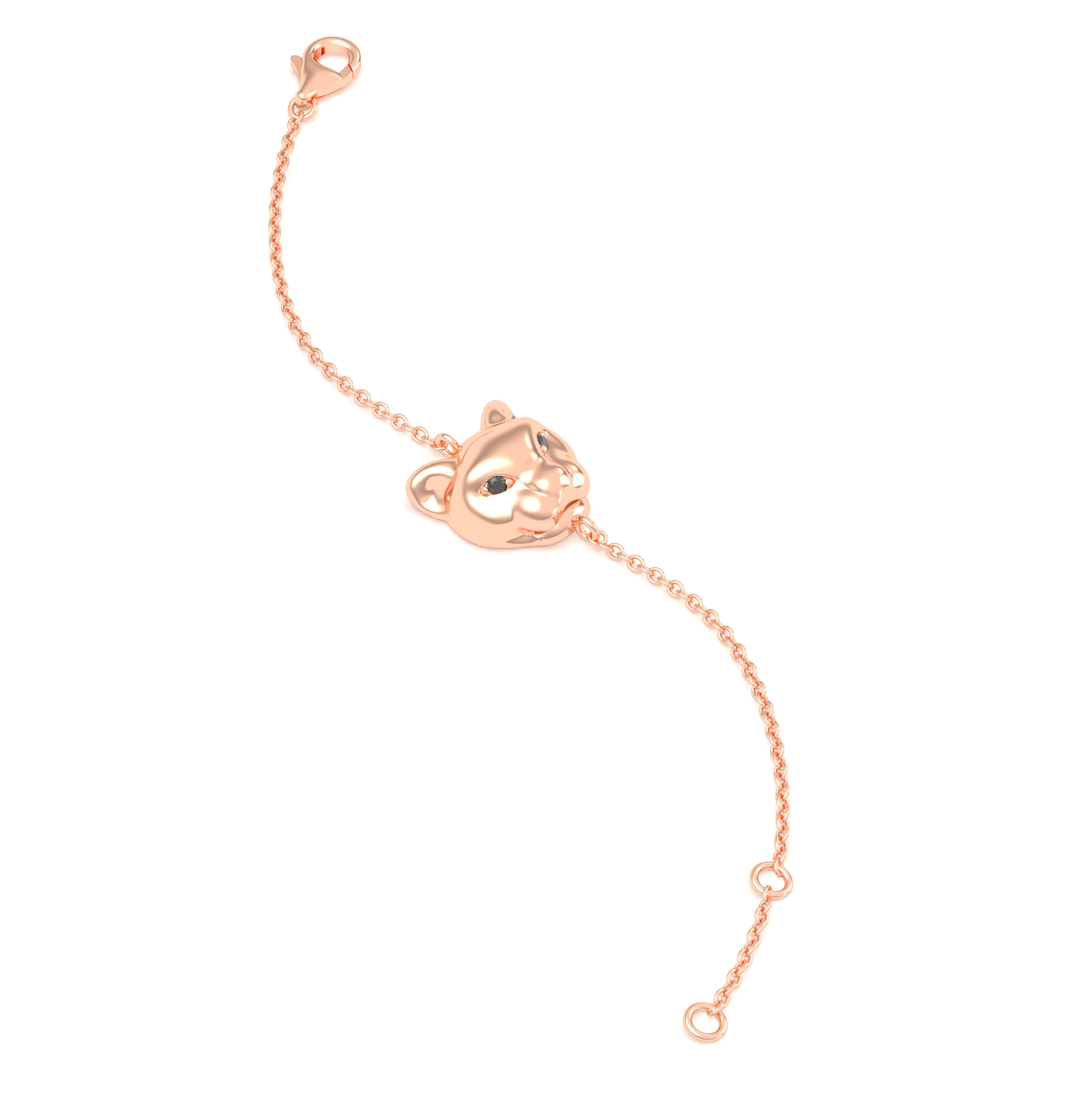 Bracelet Féline en or rose 18 carats et pierres précieuses