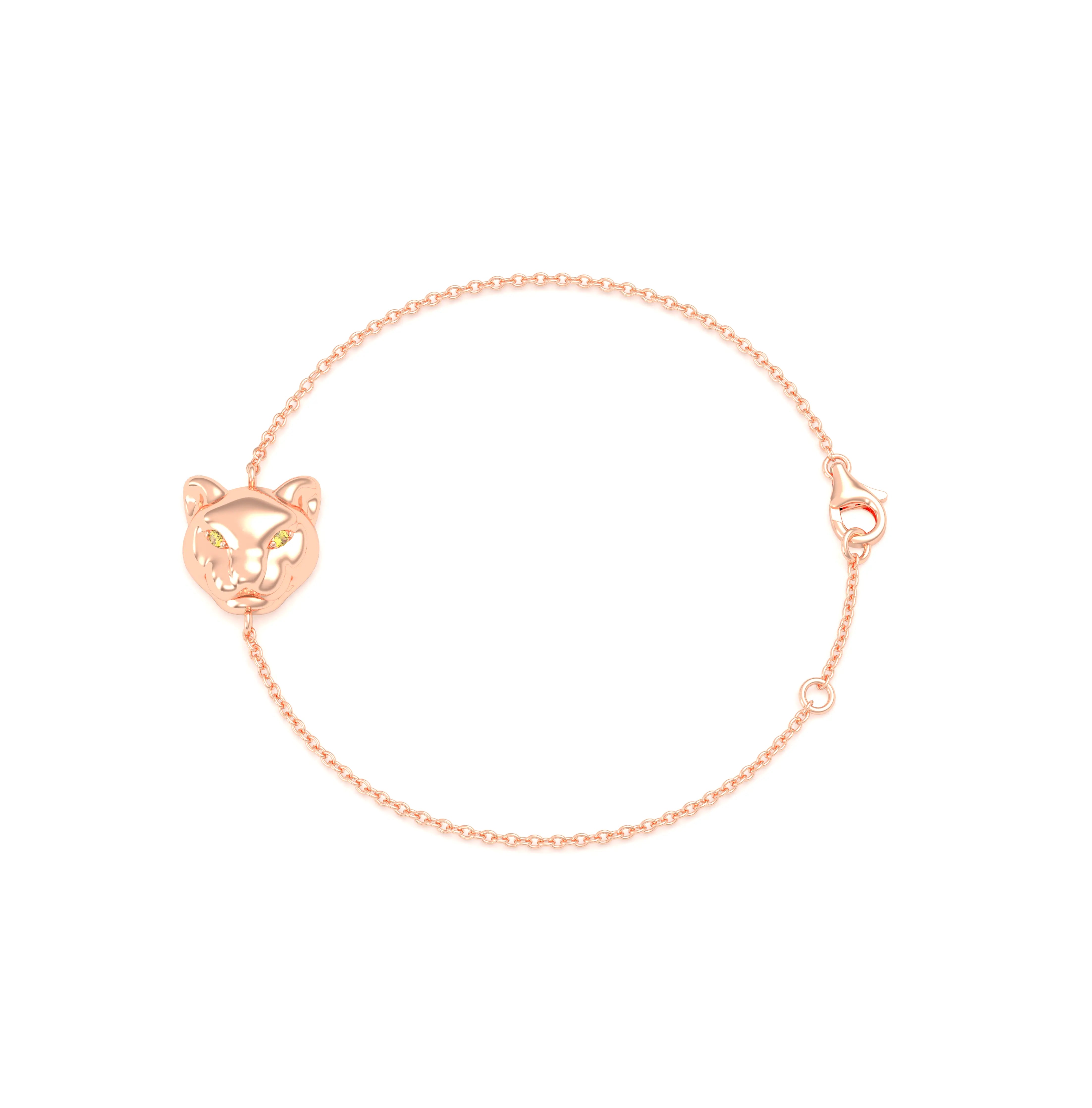 Bracelet Féline en or rose 18 carats et pierres précieuses
