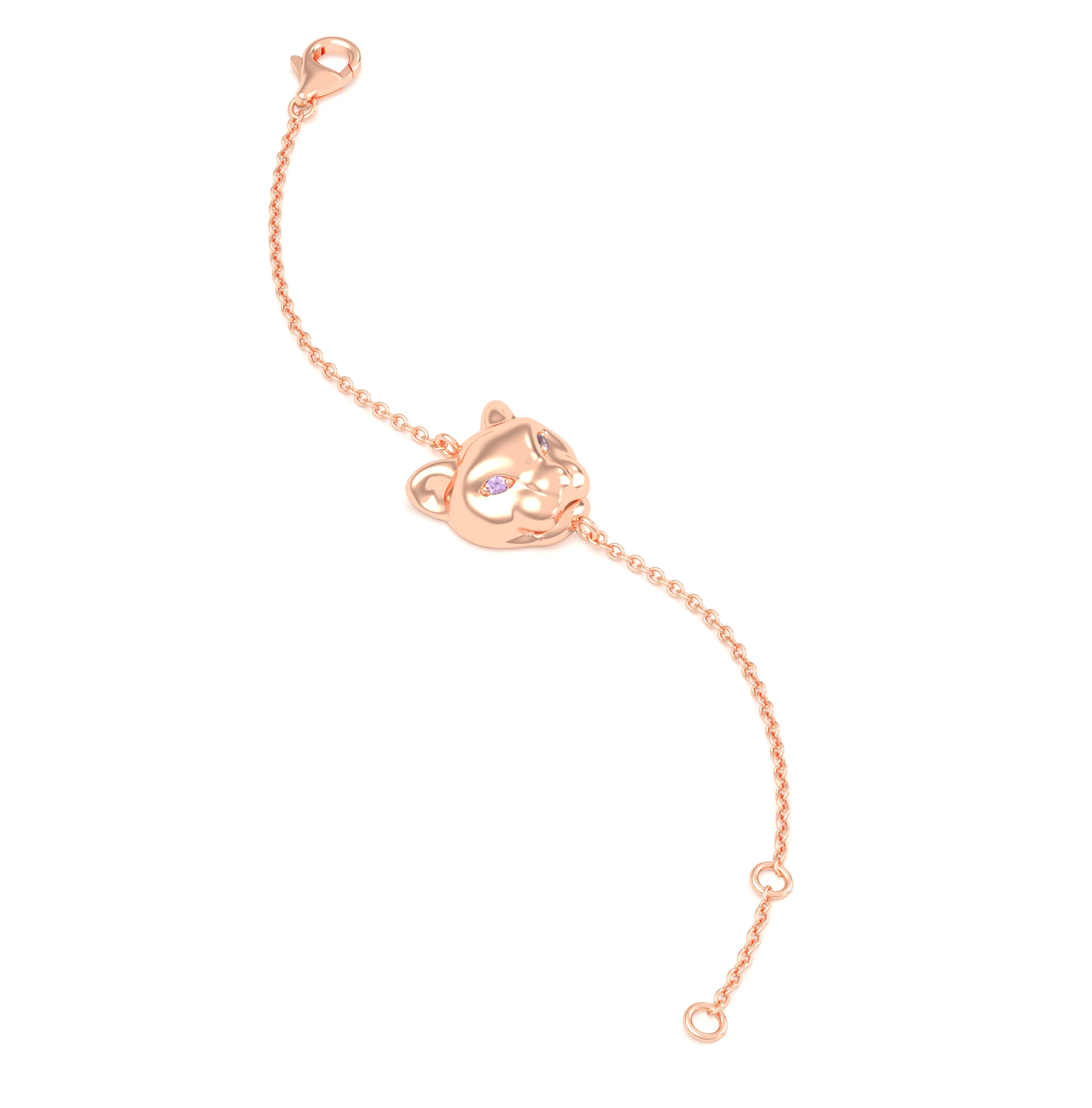 Bracelet Féline en or rose 18 carats et pierres précieuses