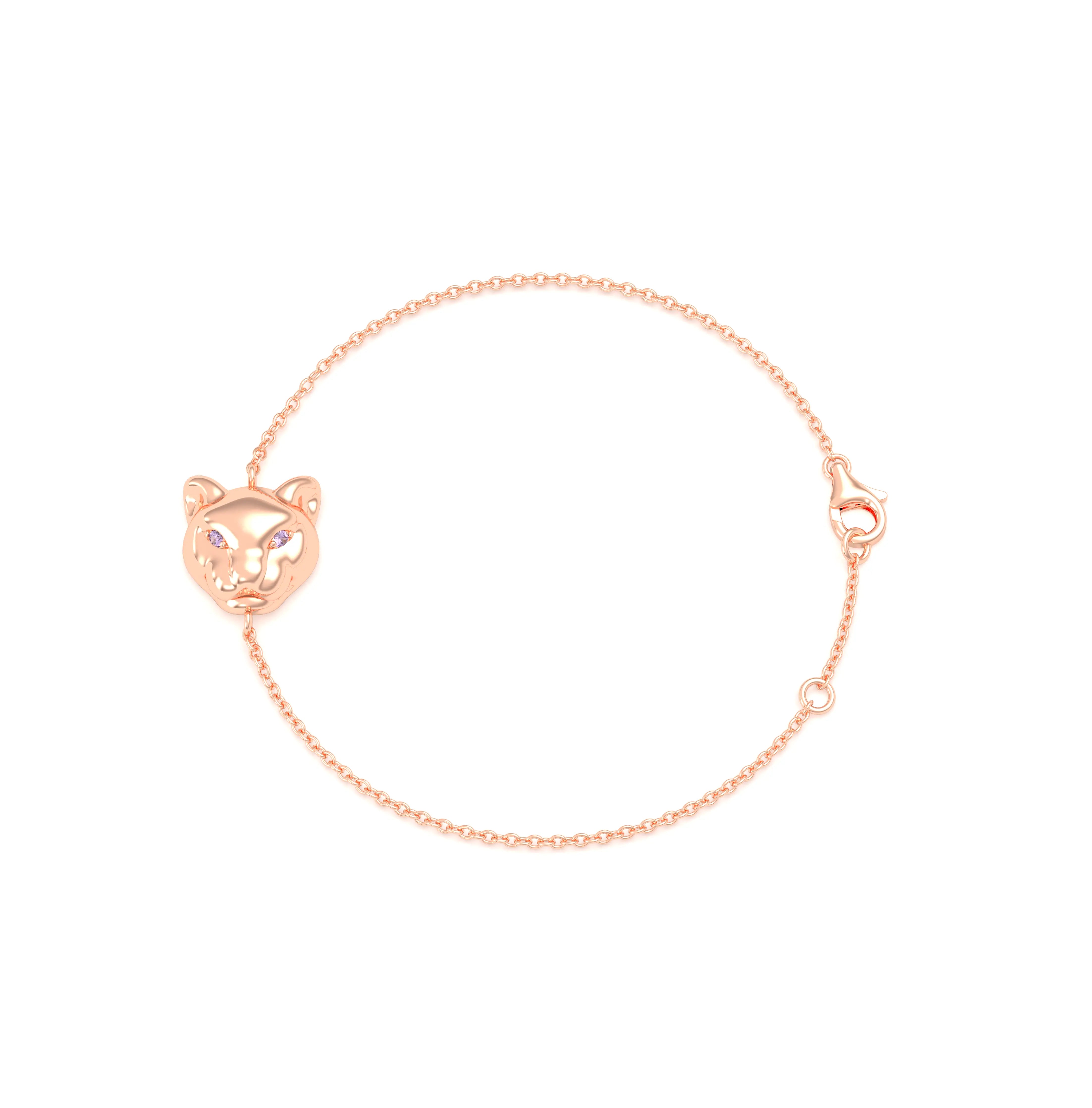 Bracelet Féline en or rose 18 carats et pierres précieuses