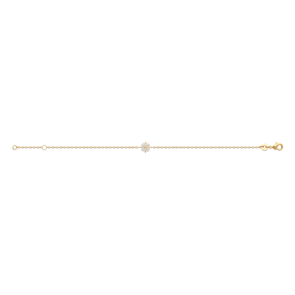 Bracelet fleur de zircons en plaqué or