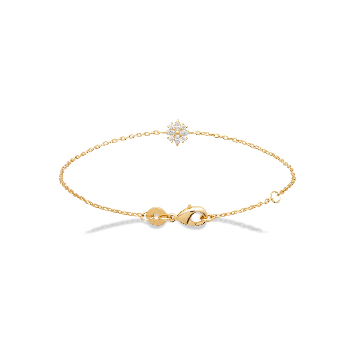 Bracelet fleur de zircons en plaqué or