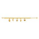Bracelet gourmette à breloques marines en acier PVD doré