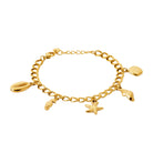 Bracelet gourmette à breloques marines en acier PVD doré