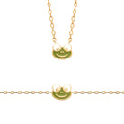 Bracelet grenouille verte enfant en plaqué or, 16 cm