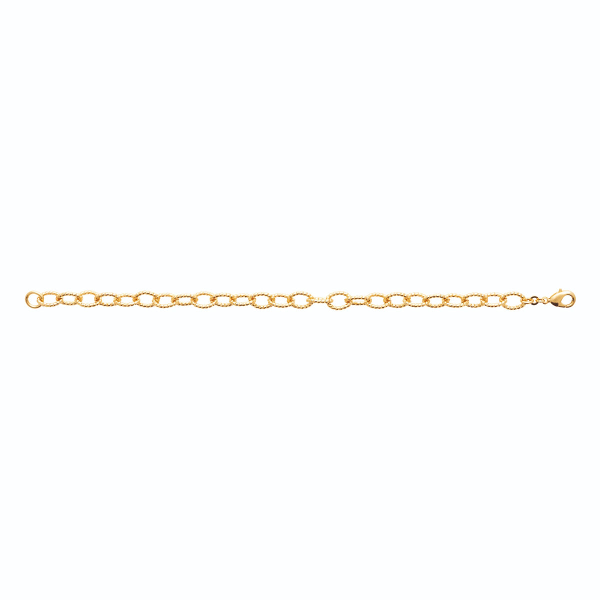 Bracelet gros maillons ovales lisses et texturés en plaqué or