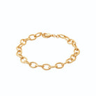 Bracelet gros maillons ovales lisses et texturés en plaqué or