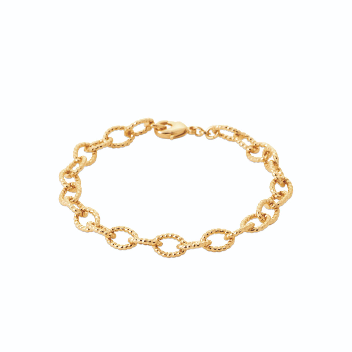 Bracelet gros maillons ovales lisses et texturés en plaqué or