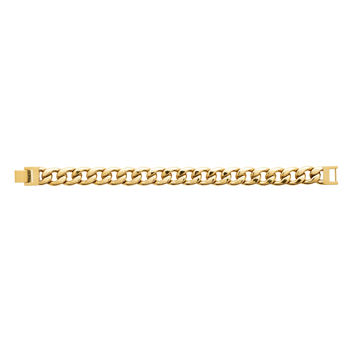 Bracelet grosse maille gourmette en acier PVD doré