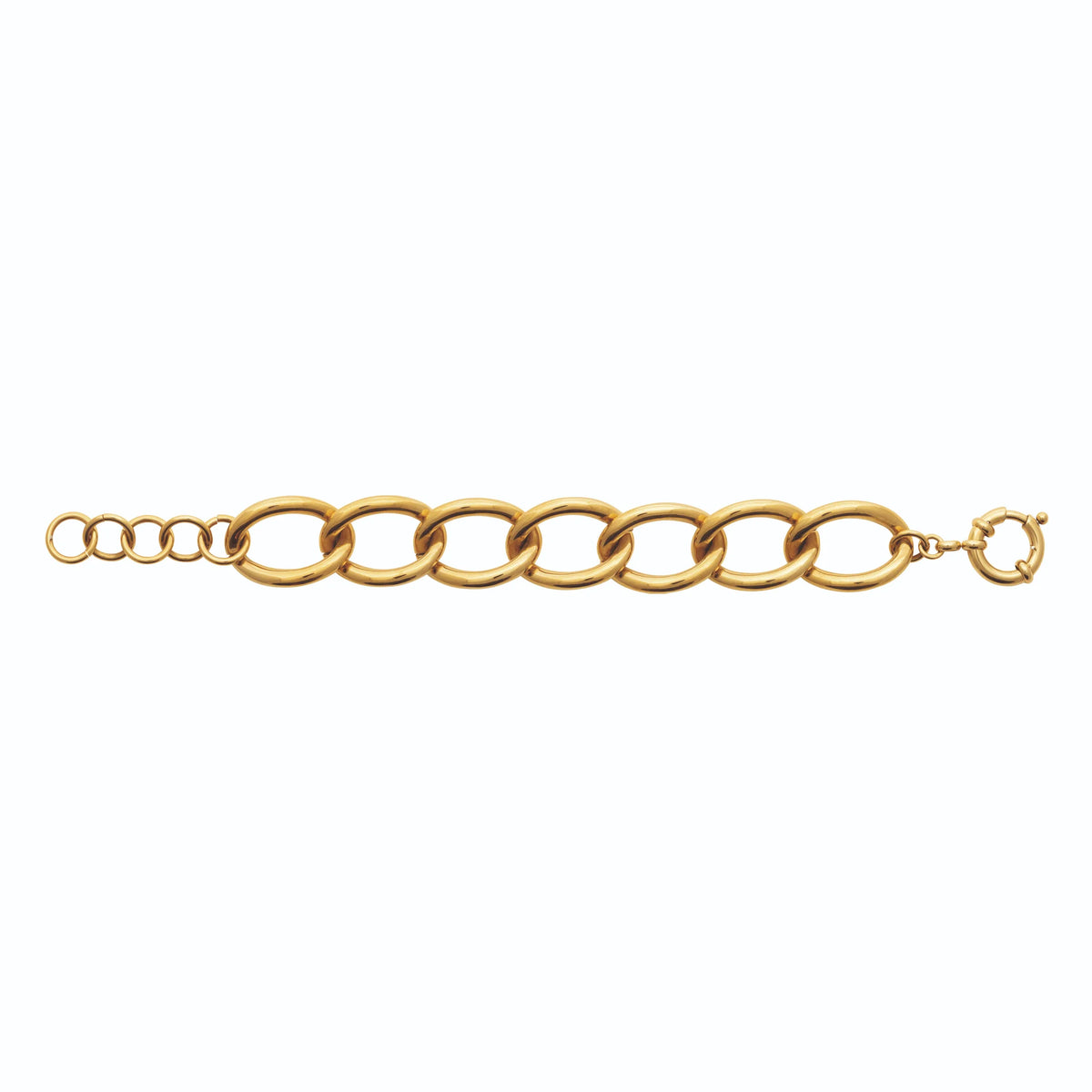 Bracelet grosse maille ovale texturée en acier PVD doré